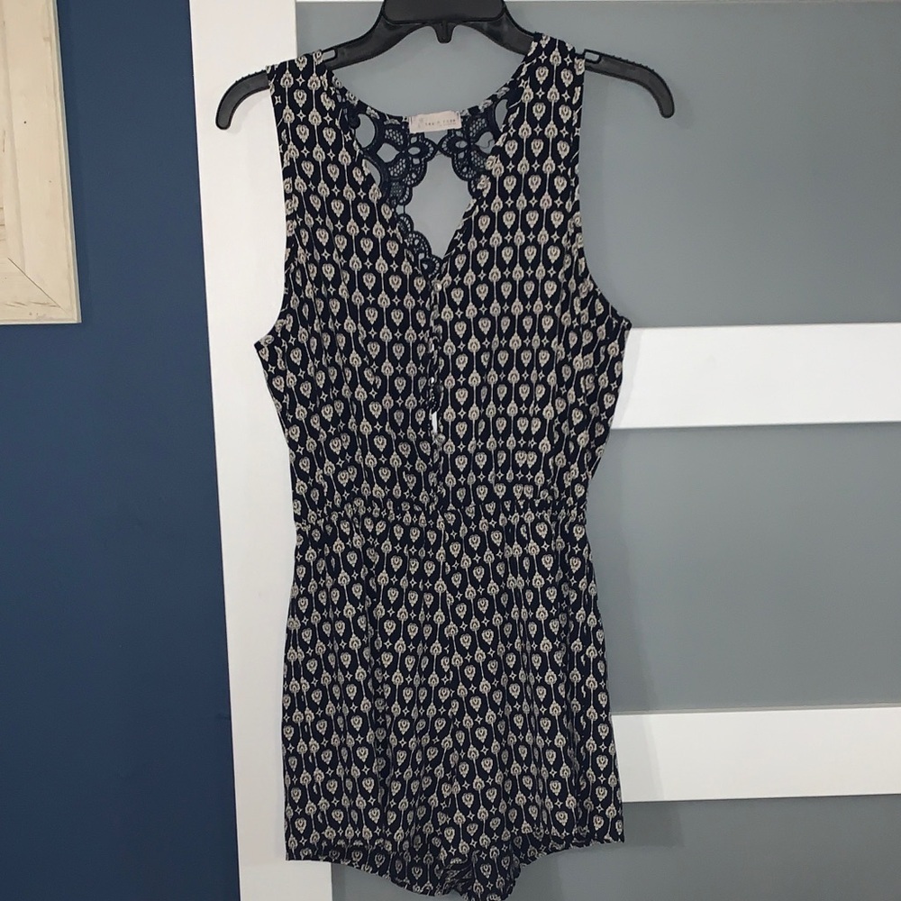 Black and beige Patterned Romper